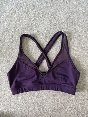 Alo Purple Sports Bra with Mesh Accents